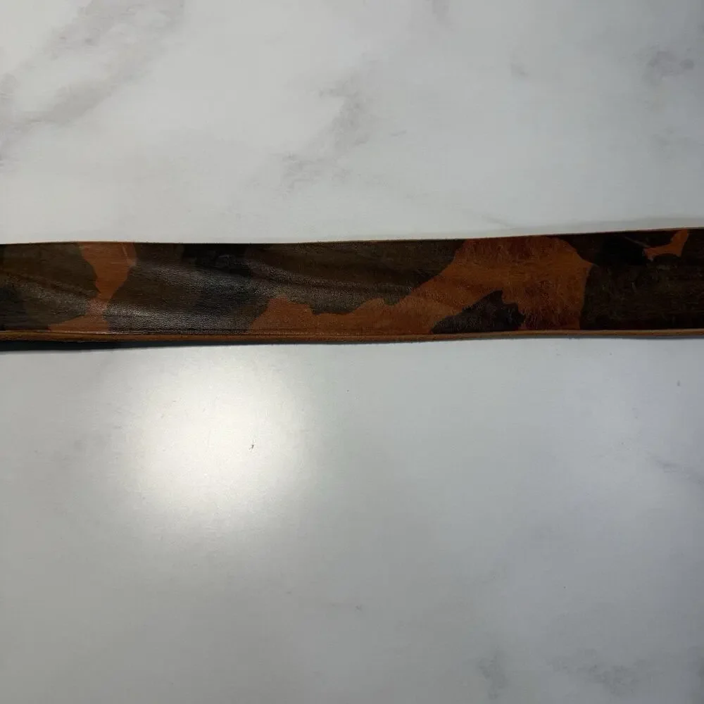 BRAVE Beltworks SKRUNCHY Italian Leather Belt Size 32 Brown Camo Handcrafted